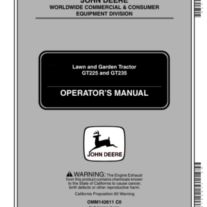 John Deere GT225, GT235 Lawn & Garden Tractor (010001-) Operator's Manual (OMM142611) - Image 1