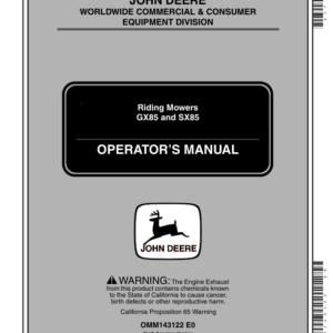 John Deere GX85 & SX85 Riding Mowers Operator's Manual (OMM143122) - Image 1