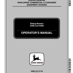John Deere GX85 & SX85 Riding Mowers Operator's Manual (OMM143710) - Image 1