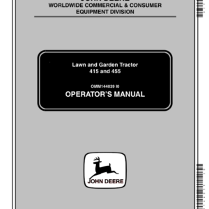 John Deere 415, 455 Lawn & Garden Tractor Operator's Manual (OMM144039) - Image 1