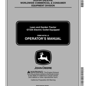 John Deere Lawn & Garden Tractor GT235 Electric Outlet Equipped (060001-) Operator's Manual (OMM146765) - Image 1