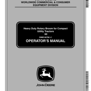 John Deere Heavy Duty Rotary Broom for CUT, 60-Inch Operator's Manual (OMM146796) - Image 1