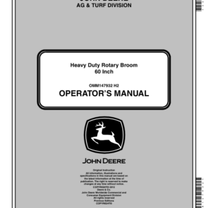John Deere 60-In. Heavy Duty Rotary Broom for CUT Operator's Manual (OMM147932) - Image 1