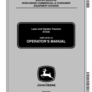 John Deere GT235 Lawn Tractor Operator's Manual (OMM148766) - Image 1