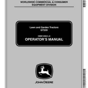 John Deere GT235 (Less Deck) Garden Tractor Operator's Manual (OMM149924) - Image 1