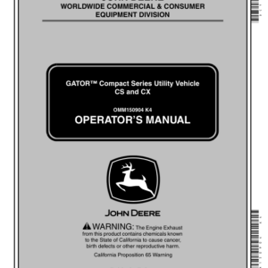 John Deere CS & CX Compact Series Gators Operator's Manual (OMM150904) - Image 1