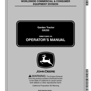 John Deere GX255 Garden Tractor Operator's Manual (OMM152803) - Image 1