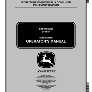 John Deere 54-Inch Snowblower Compatible w/2305, 2320, 2520 & 2720 Compact Utility Tractors North America (010001-) Operator's Manual (OMM161544) - Image 1
