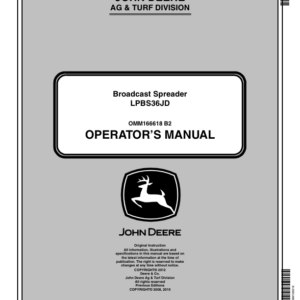 John Deere Broadcast Spreader LPBS36JD - X700 Ultimate Series; X300 Select Series & X500 Multi-Terrain Operator's Manual (OMM166618) - Image 1