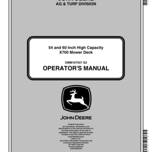 John Deere 54, 60 Inch High Capacity X750, X754, X758 Mower Deck (WW) Operator's Manual (OMM167537) - Image 1
