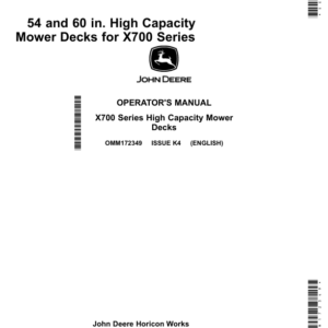John Deere 54 & 60 In. High Capacity Mower Deck for X700 Series Tractors North America (030001-040000) Operator's Manual (OMM172349) - Image 1