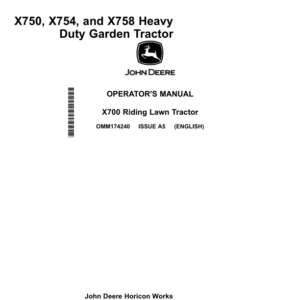 John Deere X750, X754, X758 Heavy Duty Garden Tractor (Export Edition) Operator's Manual (OMM174240) - Image 3