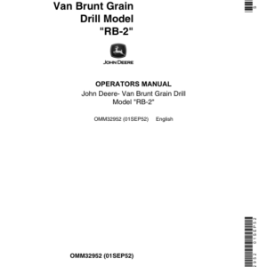 John Deere RB-2 John Deere-VanBrunt Grain Drill Operator's Manual (OMM32952) - Image 1