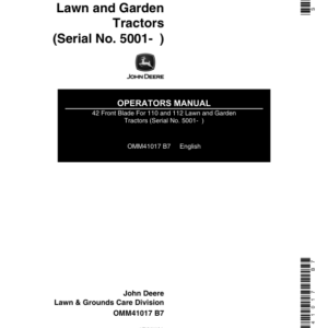 John Deere 42 Front Blade (005001-) for 110 & 112 Lawn & Garden Tractors Operator's Manual (OMM41017) - Image 1