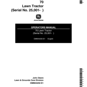 John Deere 70 Lawn Tractor (025001-) Operator's Manual (OMM44250) - Image 1