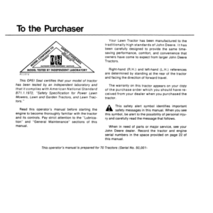 John Deere 70 Lawn Tractor (050001-) Operator's Manual (OMM46958) - Image 2