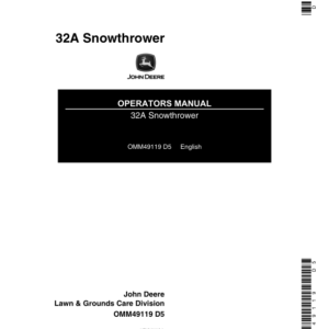 John Deere 32A Snow Thrower (300001-) Operator's Manual (OMM49119) - Image 1