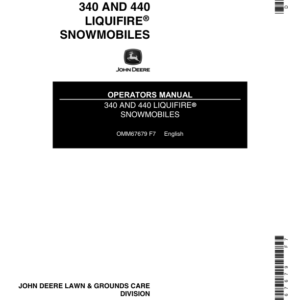 John Deere 340 & 440 Liquifire Snowmobiles North America (080001-120000) Operator's Manual (OMM67679) - Image 1