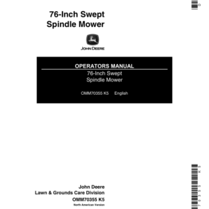 John Deere 76-Inch Swept Spindle Mower Operator's Manual (OMM70355) - Image 1