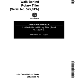 John Deere 216 Walk-Behind Rotary Tiller (525019-) Operator's Manual (OMM70358) - Image 1