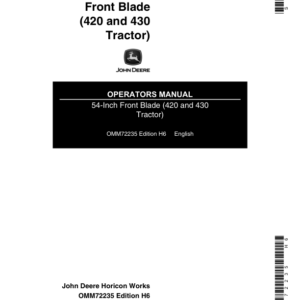 John Deere 54-Inch Front Blade Operator's Manual (OMM72235) - Image 1