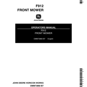 John Deere F912 Front Mower (420001-) Operator's Manual (OMM73860) - Image 1