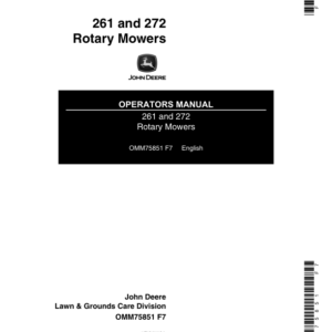 John Deere 261, 272 Rotary Mowers (MY1986-MY2001) Operator's Manual (OMM75851) - Image 1