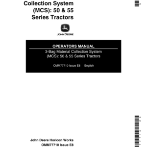 John Deere 3 Bag Material Collection System for 50 & 55 Series Tractors Operator's Manual (OMM77710) - Image 1