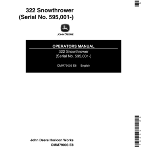 John Deere 322 Snowthrower (595001-) Operator's Manual (OMM79003) - Image 1