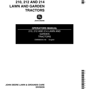 John Deere 210, 212 & 214 Lawn & Garden Tractor Operator's Manual (OMM80640) - Image 1