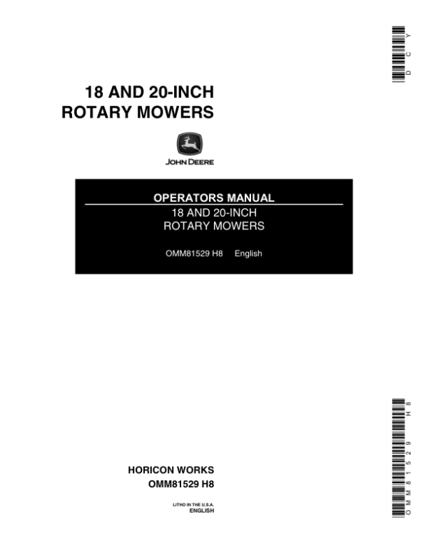 John Deere 18, 20-Inch Rotary Mowers (070001-) Operator’s Manual (OMM81529)