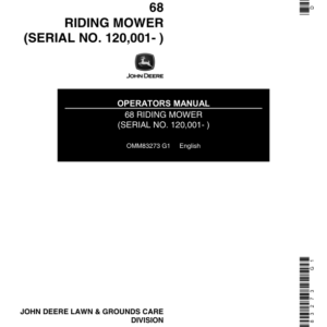 John Deere 68 Riding Mower Operator's Manual (OMM83273) - Image 1