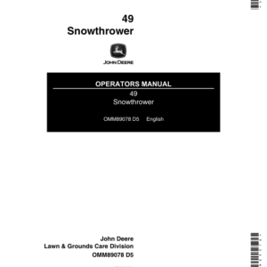 John Deere 49 Snowthrower (005835-) Operator's Manual (OMM89078) - Image 1