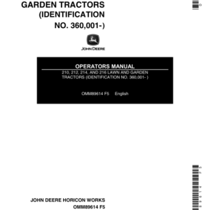 John Deere 210, 212, 214 & 216 Lawn & Garden Tractors Operator's Manual (OMM89614) - Image 1