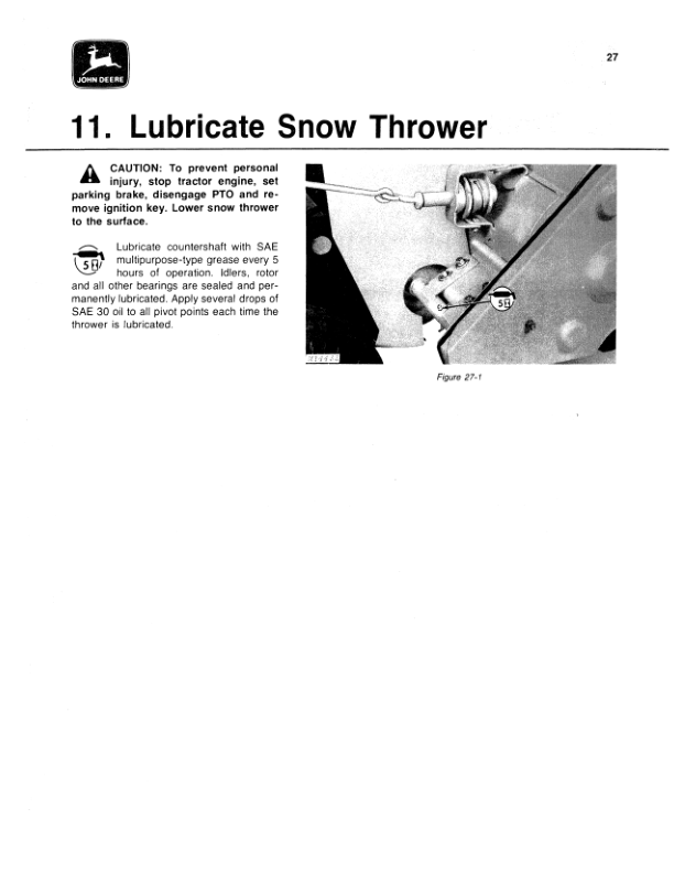 John Deere 37A Snowthrower (537001-) Operator's Manual (OMM89616)