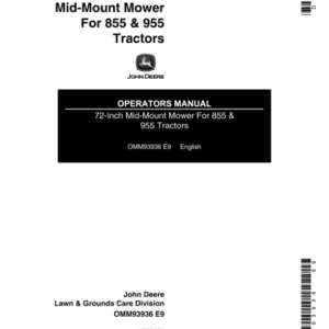 John Deere 72-Inch Mid-Mount Mower - 855 & 955 Tractors Operator's Manual (OMM93936) - Image 1
