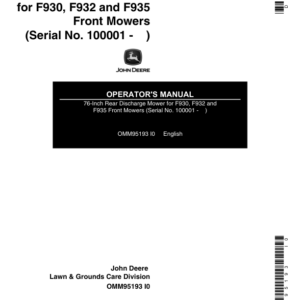 John Deere 76-Inch Rear Discharge Mower (100001-) Operator's Manual (OMM95193) - Image 1