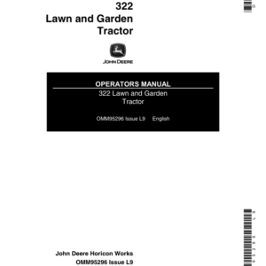 John Deere 322 Lawn & Garden Tractor Operator's Manual (OMM95296) - Image 1