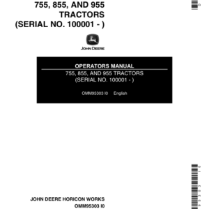 John Deere 755, 855 & 955 Tractors (100001-360000) Operator's Manual (OMM95303) - Image 1