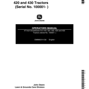 John Deere 47-Inch Snowblower (100001-) Operator's Manual (OMM95314) - Image 1