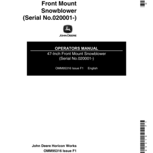 John Deere 47-Inch Front Mount Snowblower (020001-) Operator's Manual (OMM95316) - Image 1