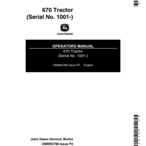 John Deere 670 Tractor (001001-) Operator's Manual (OMM95786) - Image 1