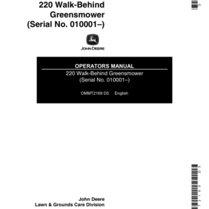 John Deere 220 Walk-Behind Greens Mower Operator's Manual (OMMT2169) - Image 1