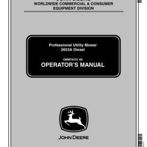 John Deere 2653A Diesel Professional Utility Mower Operator's Manual (OMMT6751) - Image 1