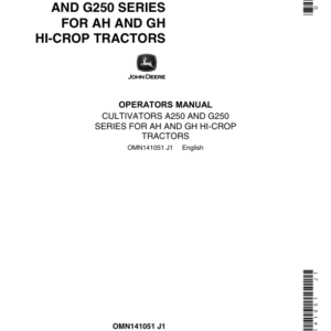 John Deere Cultivators A250, G250 Series Operator's Manual (OMN141051) - Image 1