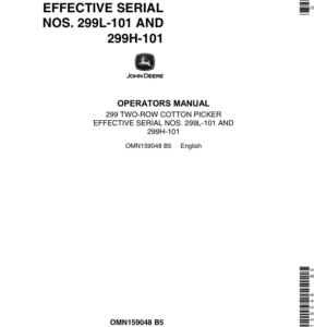 John Deere 299 Two-Row Cotton Picker Operator's Manual (OMN159048) - Image 1