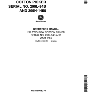 John Deere 299 Two-Row Cotton Picker Operator's Manual (OMN159080) - Image 1