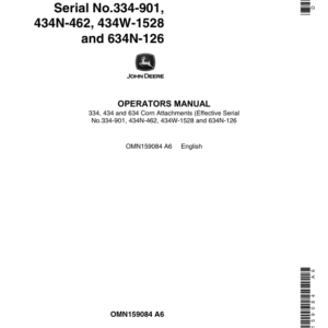 John Deere 334 (000901-), 434 N (000462-), 434 W (0001528-), 634 N (000126-) Corn Attachments Operator's Manual (OMN159084) - Image 1