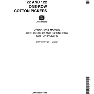 John Deere 22, 122 One-Row Cotton Pickers Operator's Manual (OMN159087) - Image 1