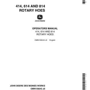 John Deere 414, 614, 814 Rotary Hoes Operator's Manual (OMN159243) - Image 1